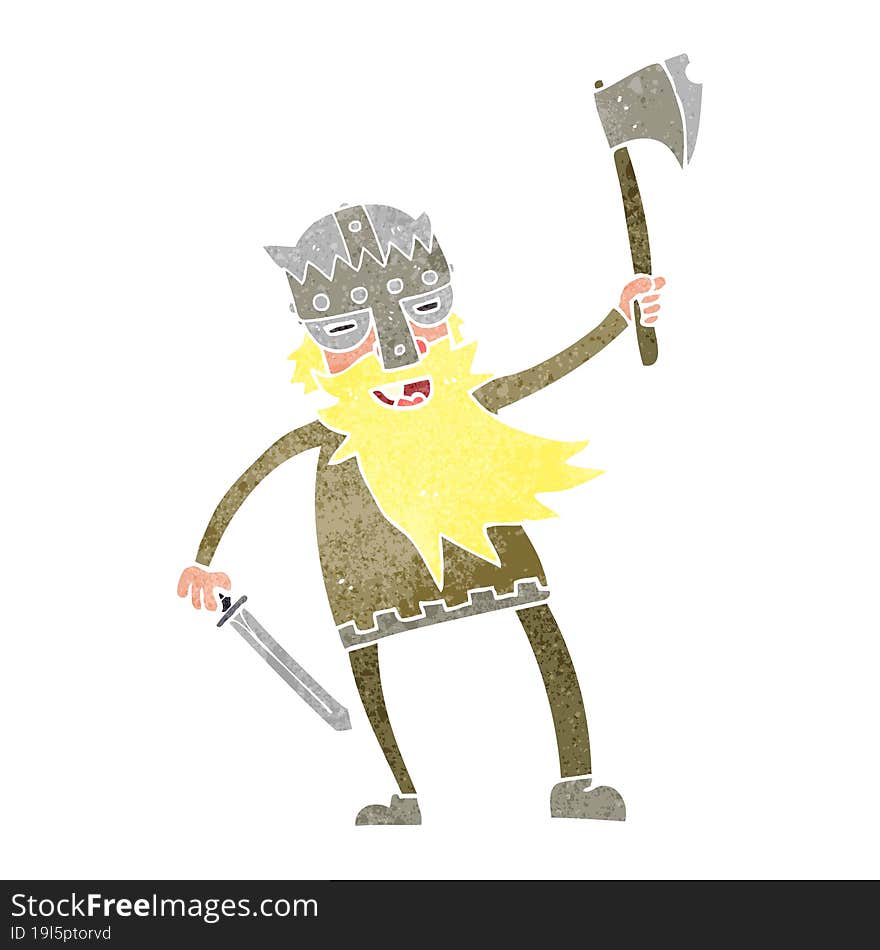 retro cartoon viking warrior