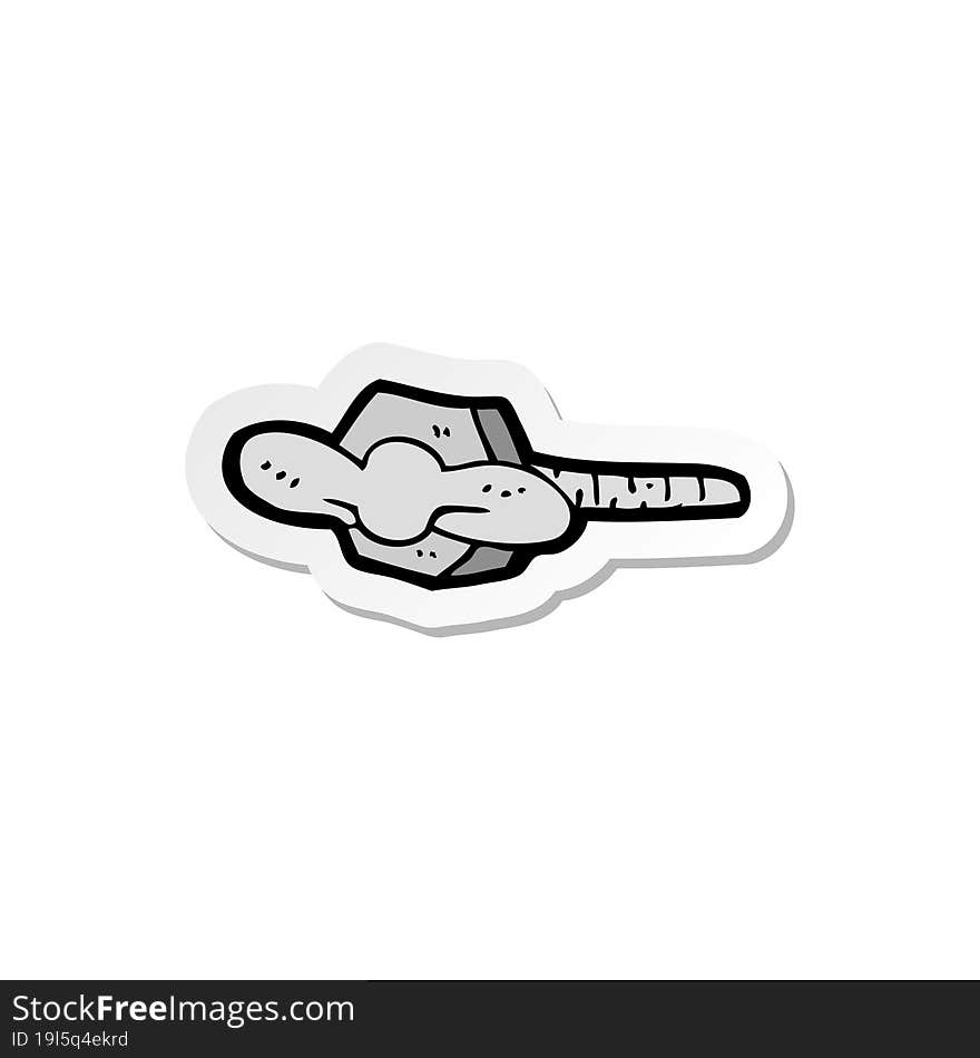 sticker of a cartoon nut and bolt