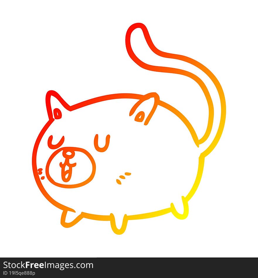 warm gradient line drawing of a happy cat