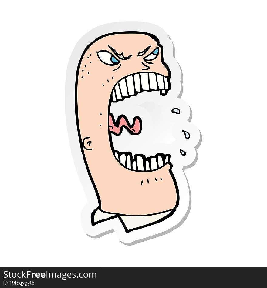 Sticker Of A Cartoon Furious Man Shouting