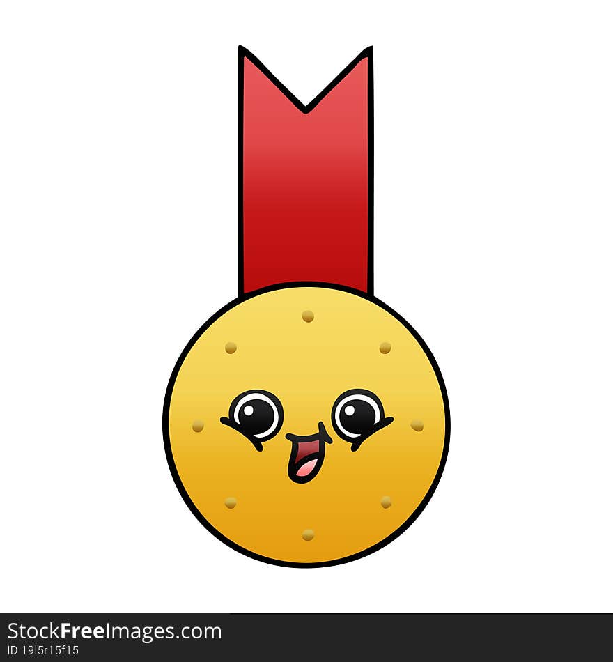 gradient shaded cartoon gold medal