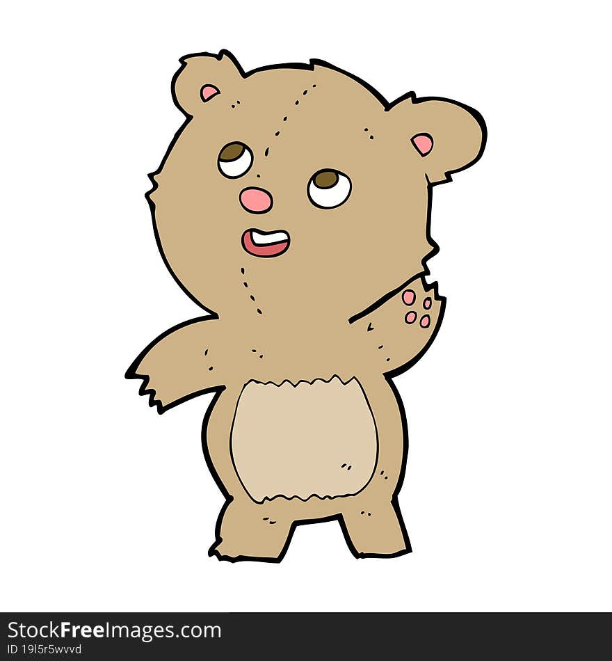 Cartoon Cute Waving Teddy Bear