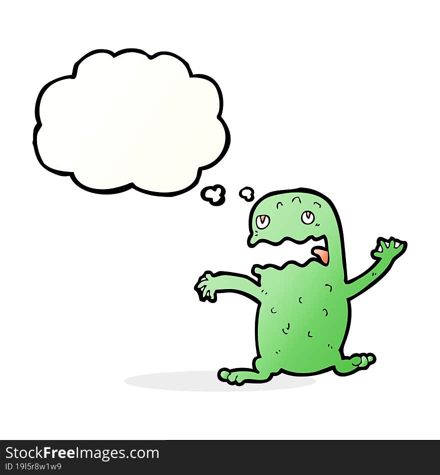 Cartoon Funny Frog With Thought Bubble