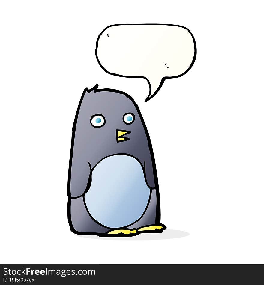 Cartoon Penguin With Speech Bubble