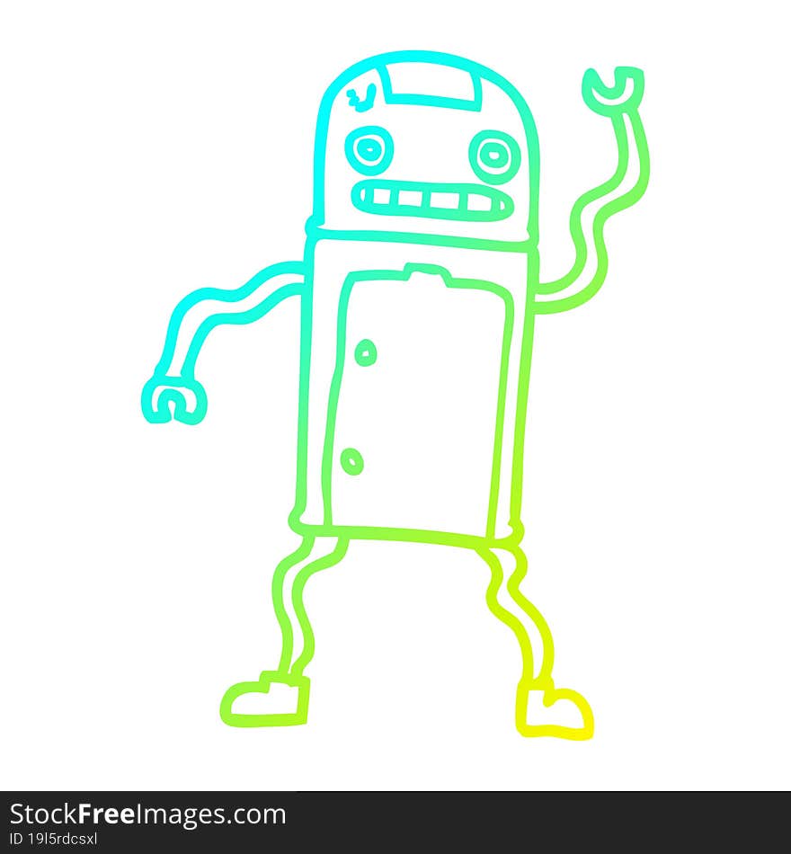 cold gradient line drawing cartoon robot