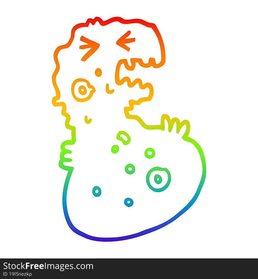 rainbow gradient line drawing of a cartoon germ