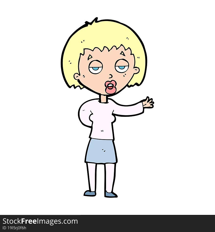 Cartoon Bored Woman