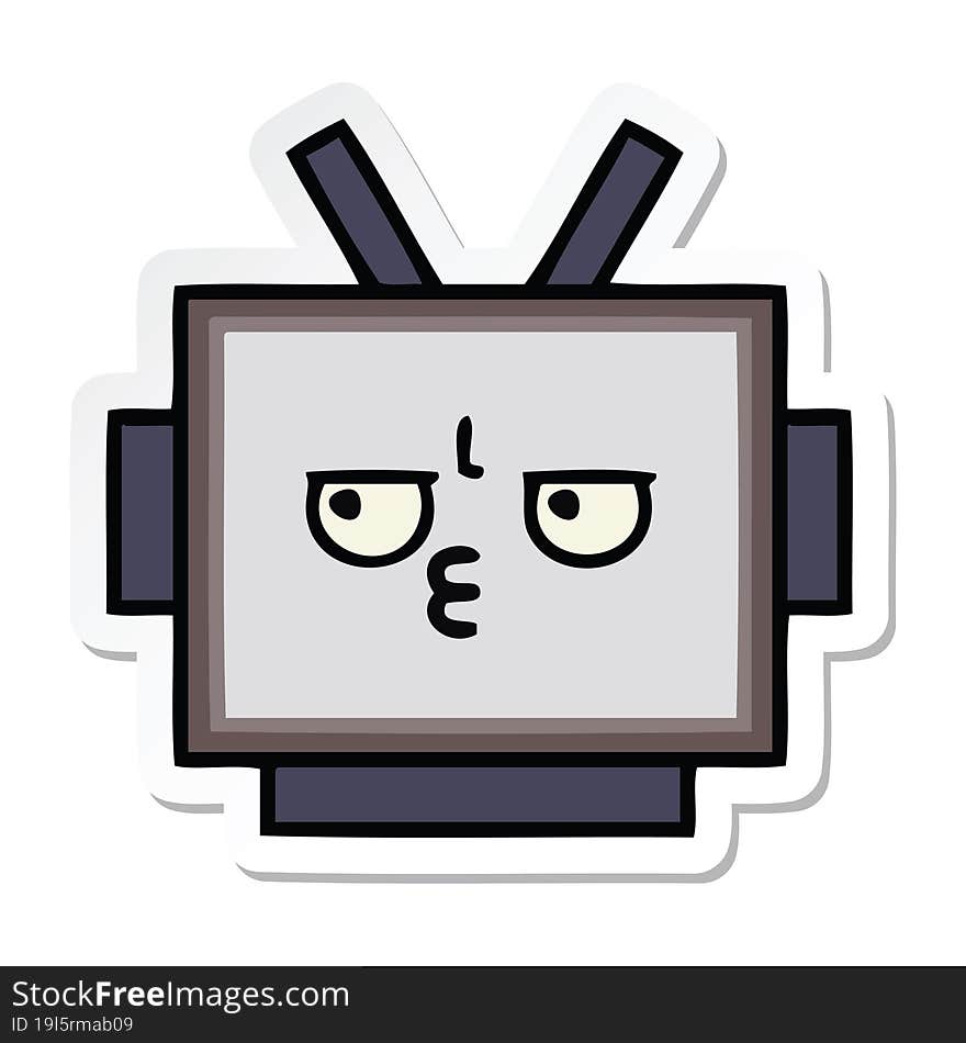 Sticker Of A Cute Cartoon Robot Head