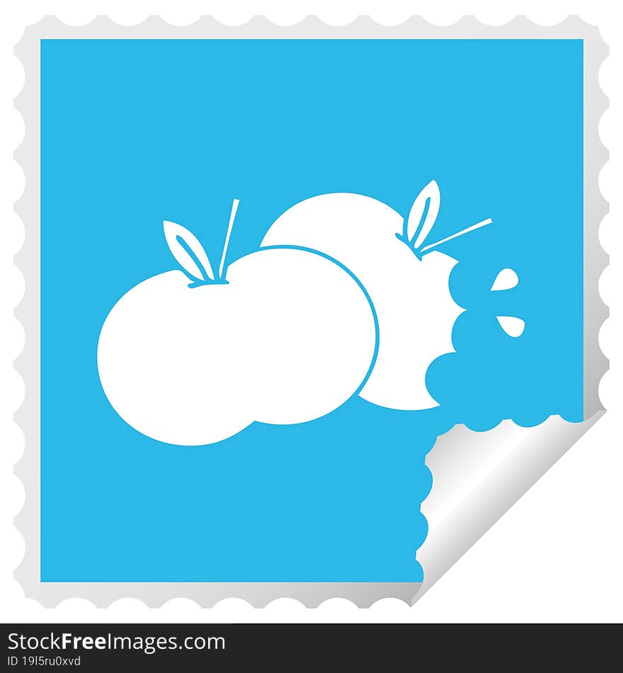 square peeling sticker cartoon juicy apple