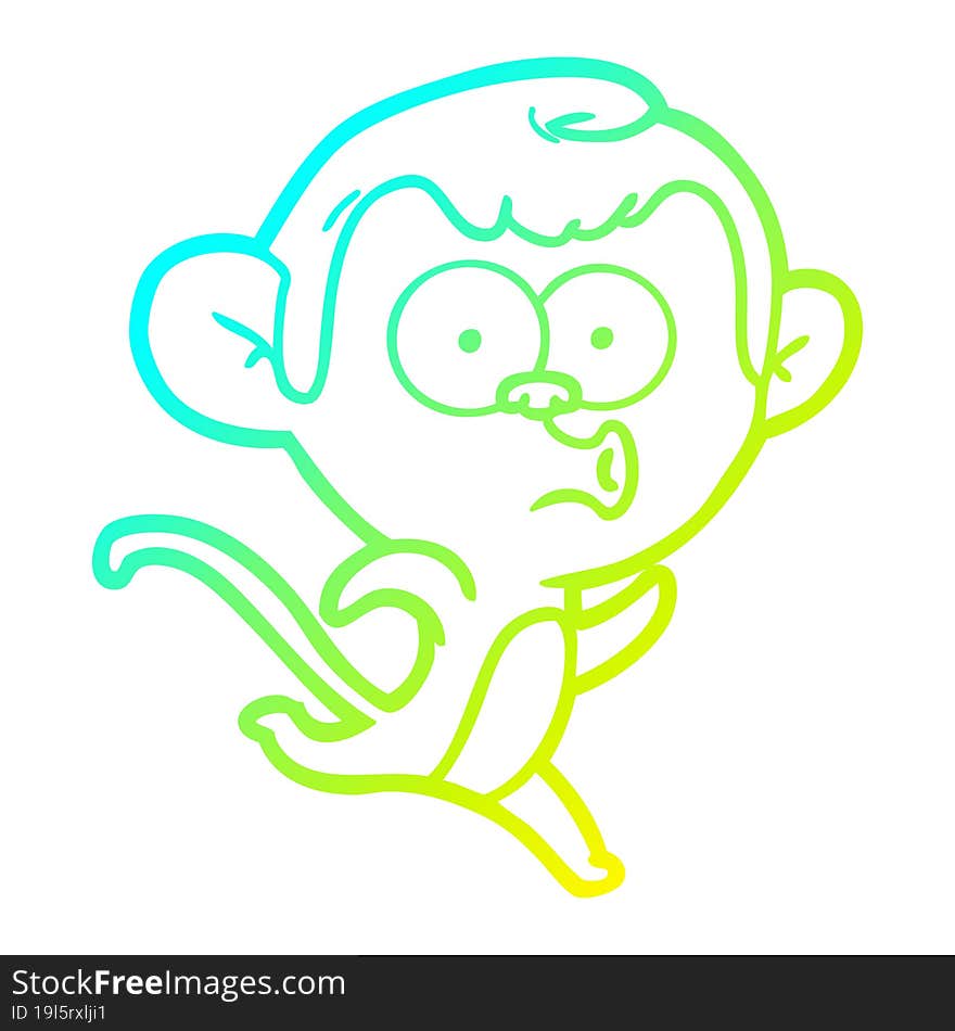 cold gradient line drawing cartoon surprised monkey