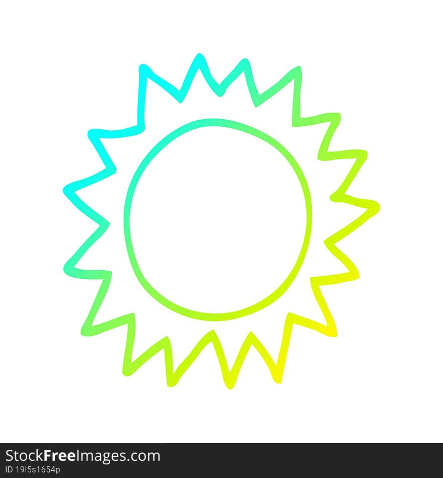 cold gradient line drawing cartoon sun