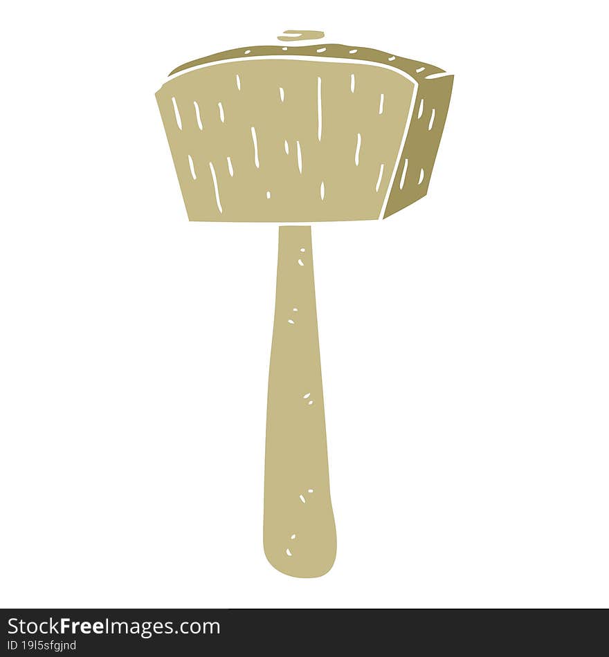 flat color illustration of a cartoon wooden mallet