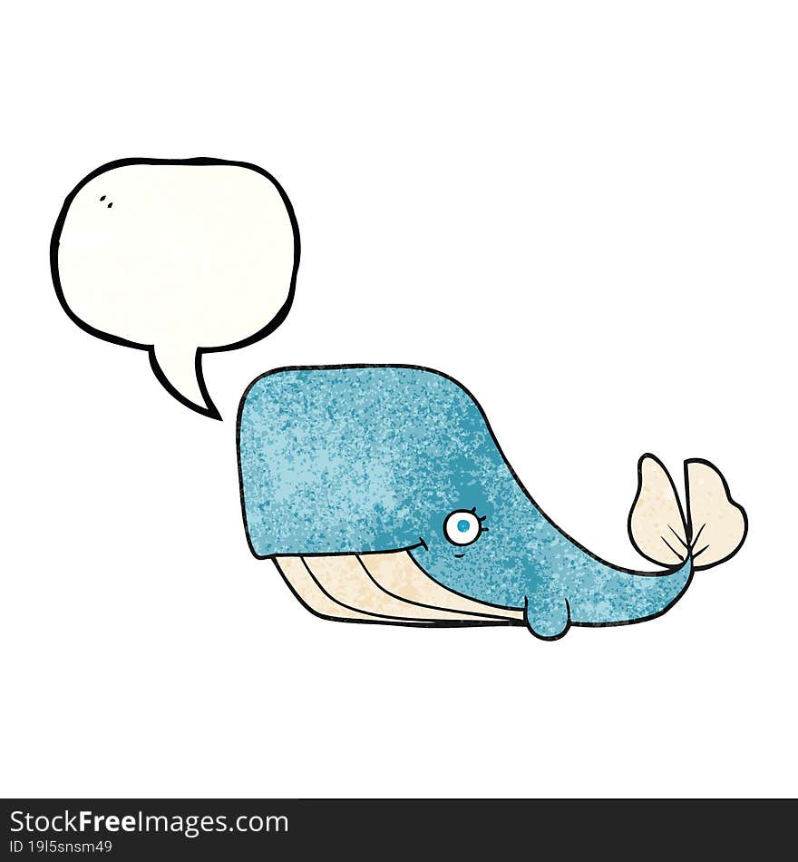 speech bubble textured cartoon happy whale