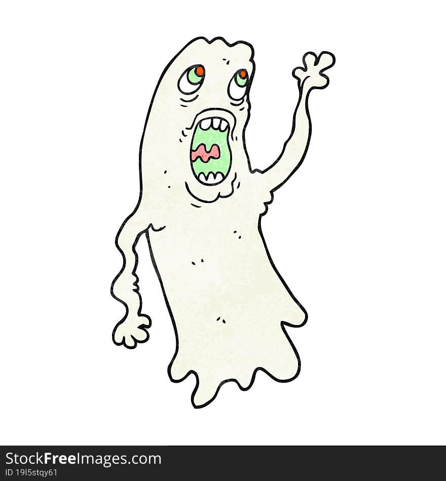 freehand textured cartoon ghost