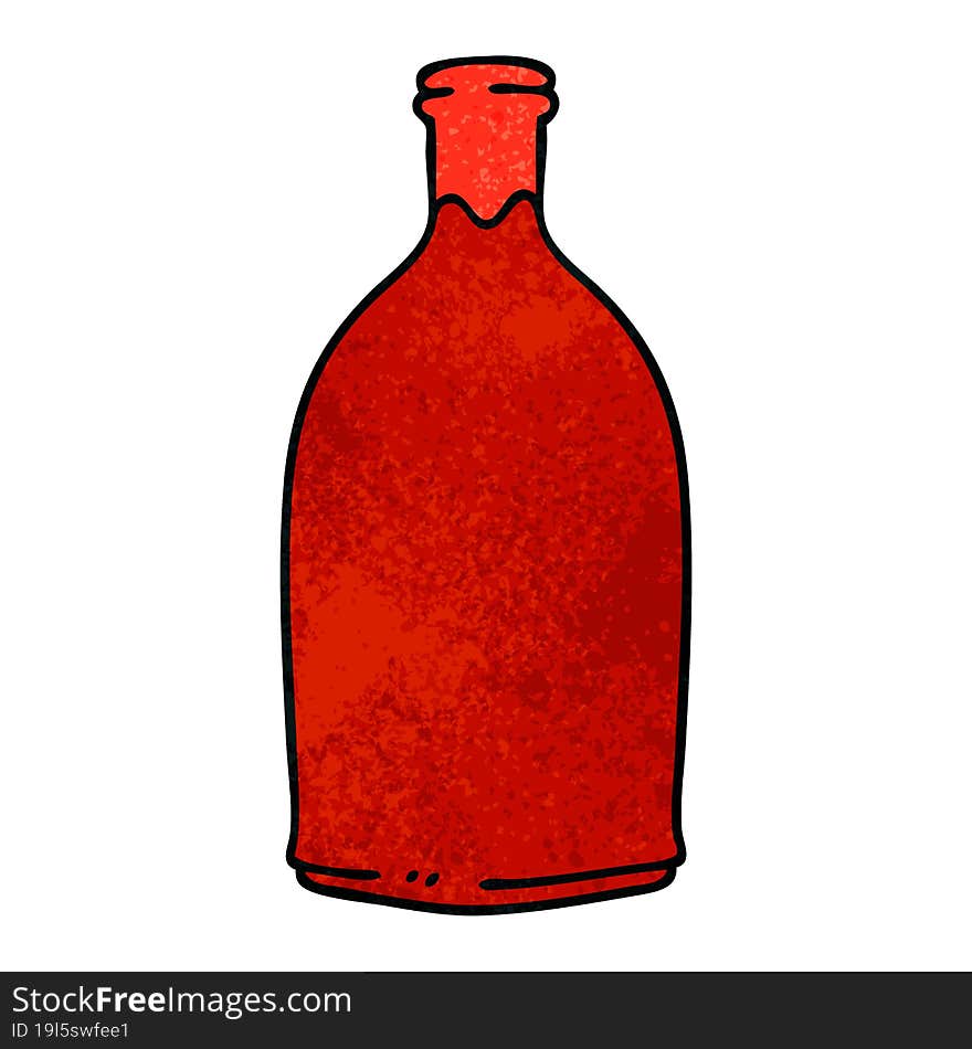 Quirky Hand Drawn Cartoon Red Wine Bottle