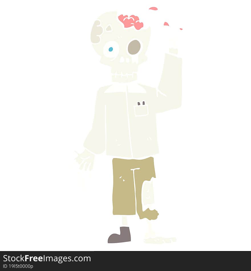 Flat Color Illustration Of A Cartoon Zombie