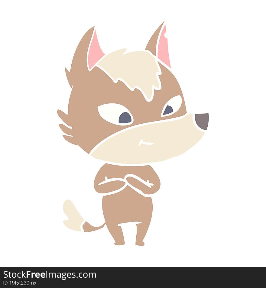 Friendly Flat Color Style Cartoon Wolf