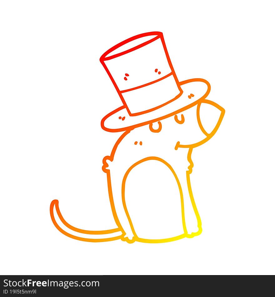 warm gradient line drawing of a cartoon rat wearing christmas hat