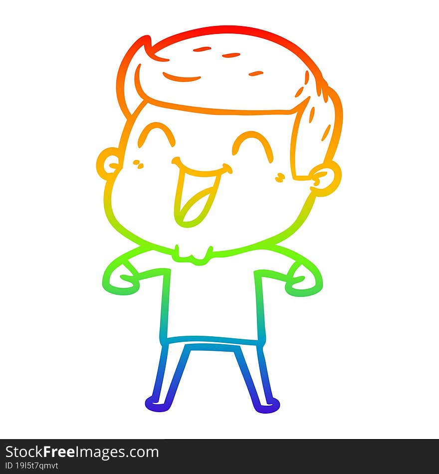 rainbow gradient line drawing of a cartoon man laughing