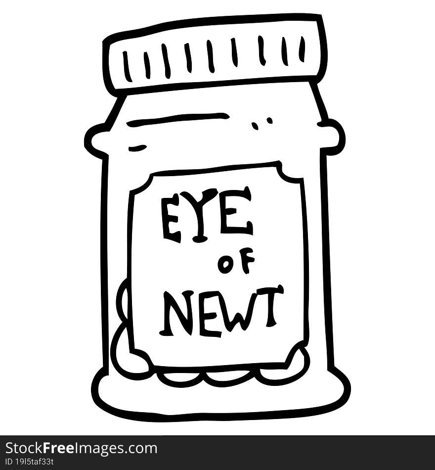 Line Drawing Cartoon Eye Of Newt Bottle