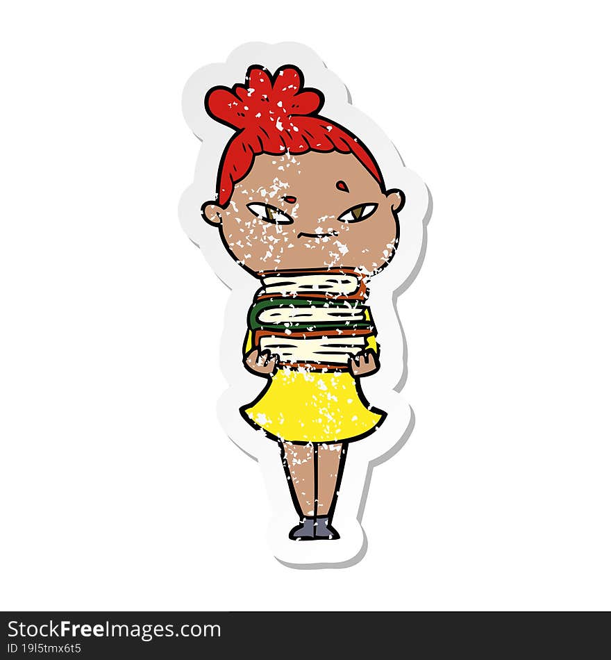 Distressed Sticker Of A Cartoon Woman