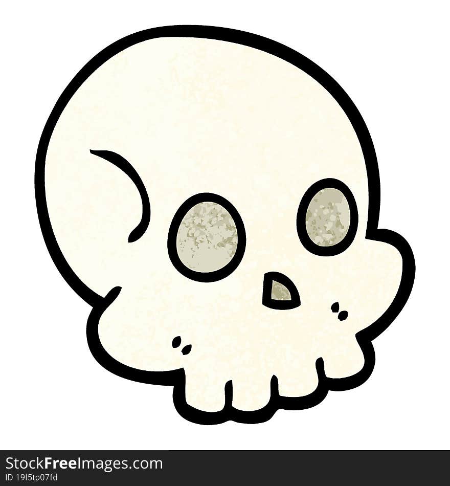 hand drawn doodle style cartoon skull