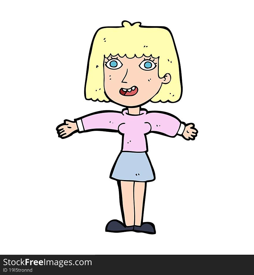 cartoon excited woman