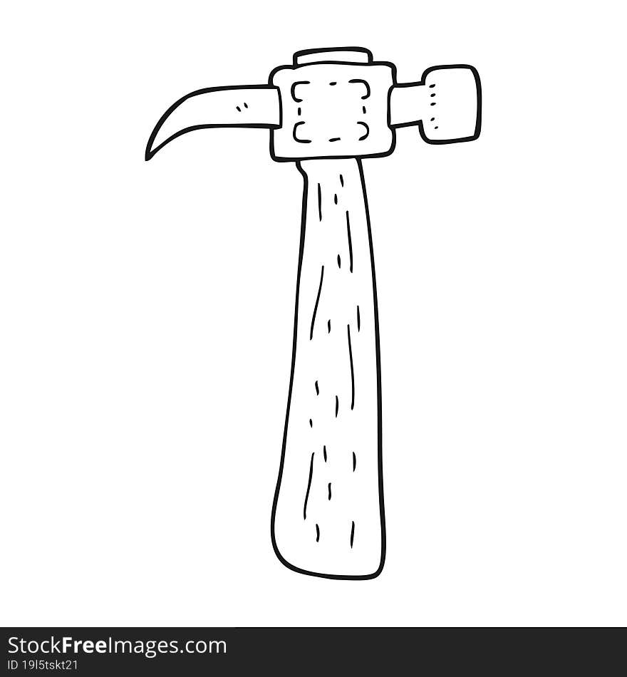 freehand drawn black and white cartoon hammer