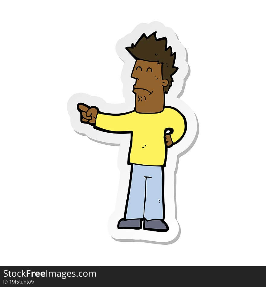 Sticker Of A Cartoon Man Pointing