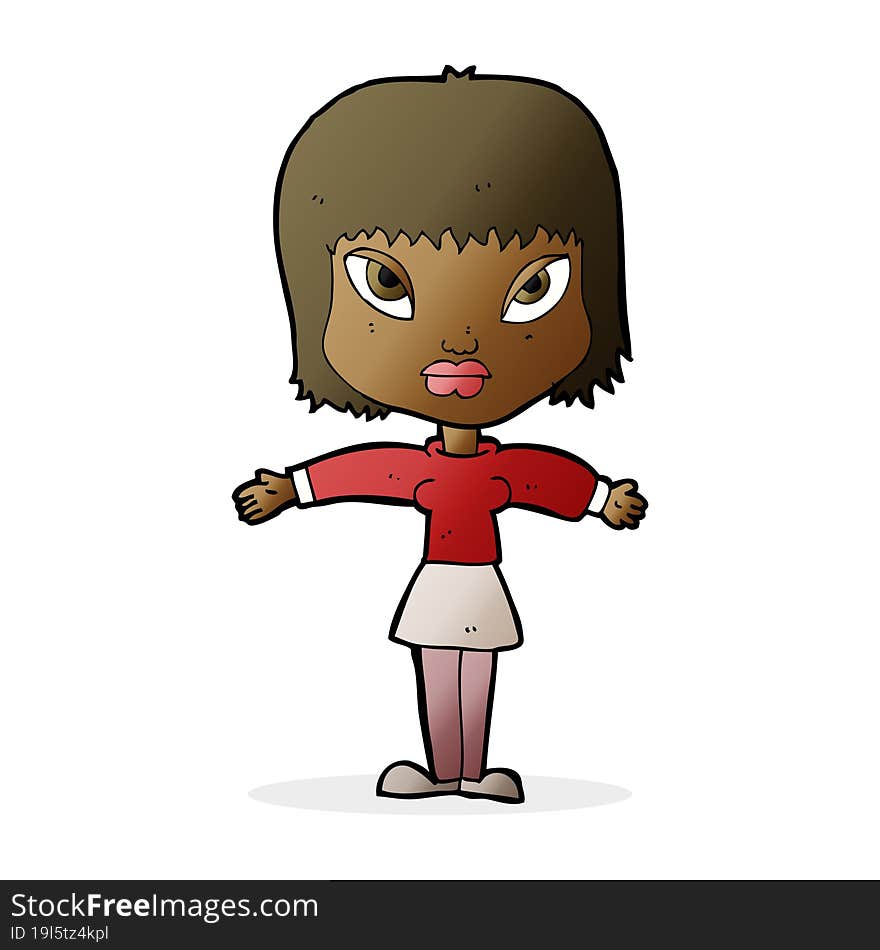 cartoon woman with outstretched arms