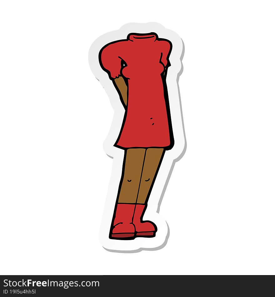 Sticker Of A Cartoon Female Body