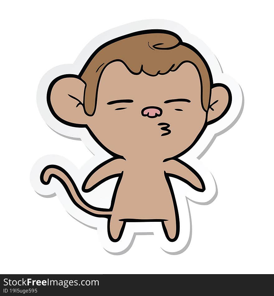 sticker of a cartoon suspicious monkey