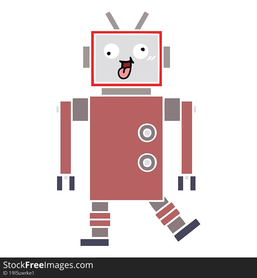 Flat Color Retro Cartoon Robot