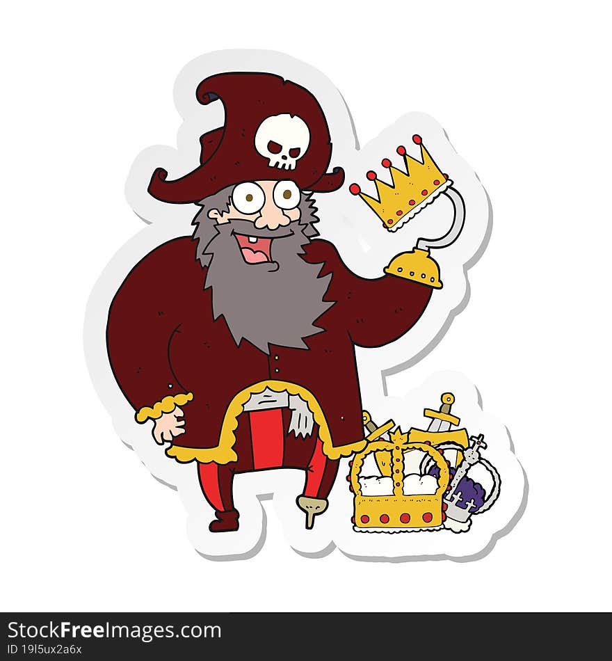 Sticker Of A Cartoon Pirate Captain