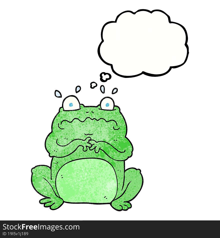 freehand drawn thought bubble textured cartoon funny frog