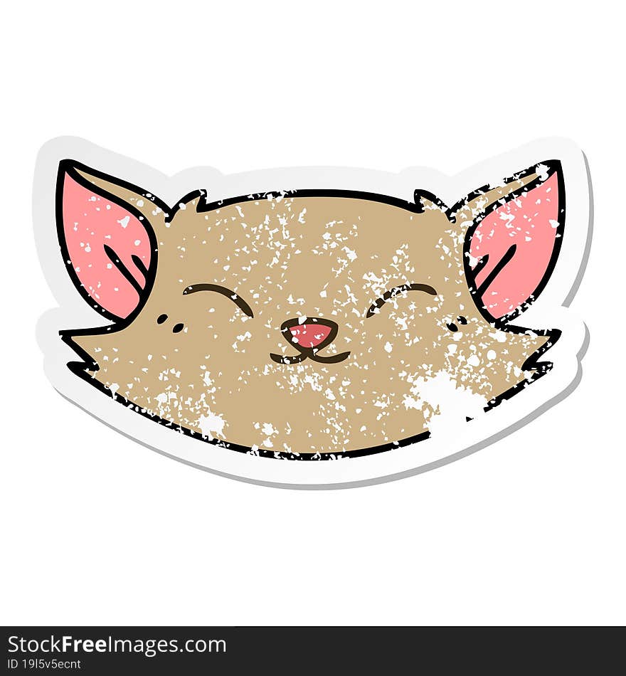 distressed sticker of a quirky hand drawn cartoon cat