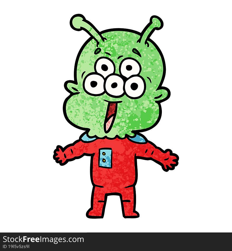 happy cartoon alien. happy cartoon alien