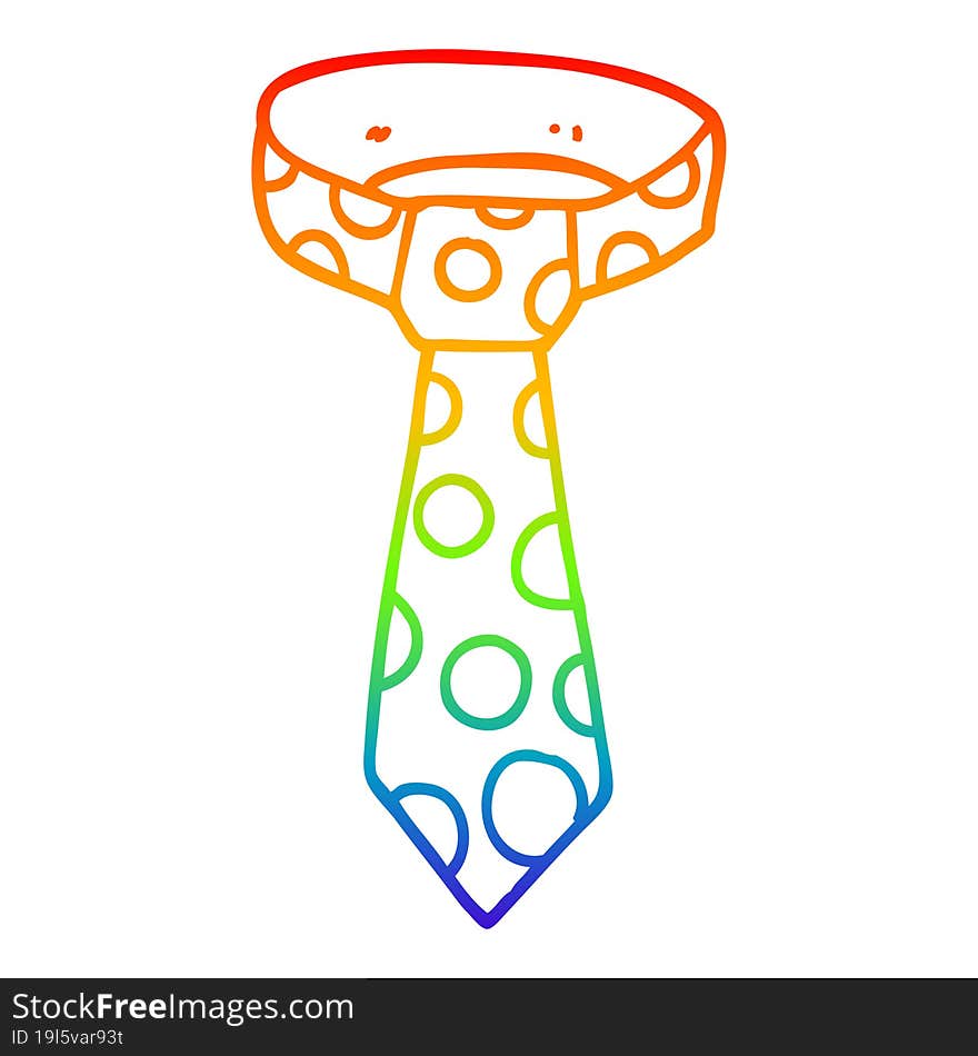 Rainbow Gradient Line Drawing Cartoon Patterned Tie