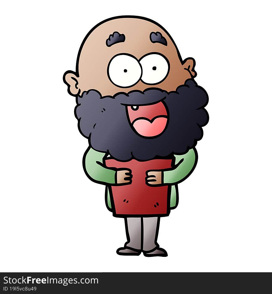 cartoon crazy happy man with beard and book. cartoon crazy happy man with beard and book