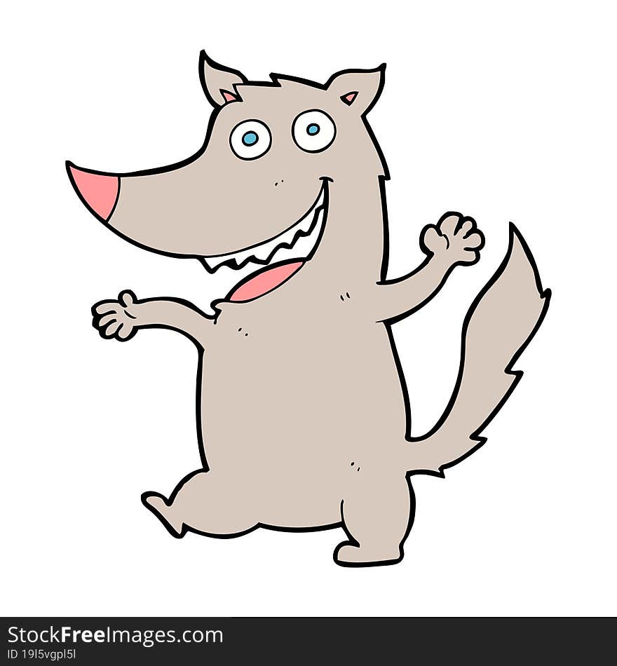 cartoon happy wolf