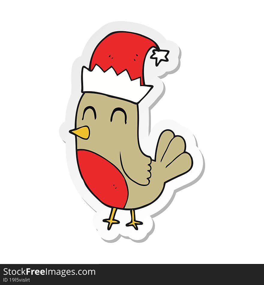 sticker of a cartoon christmas robin