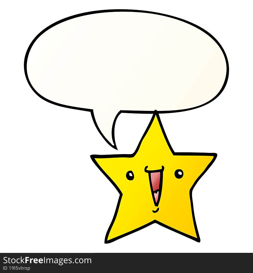 cartoon star and speech bubble in smooth gradient style