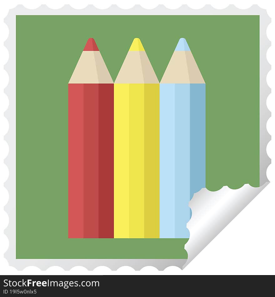 color pencils graphic vector illustration square sticker stamp