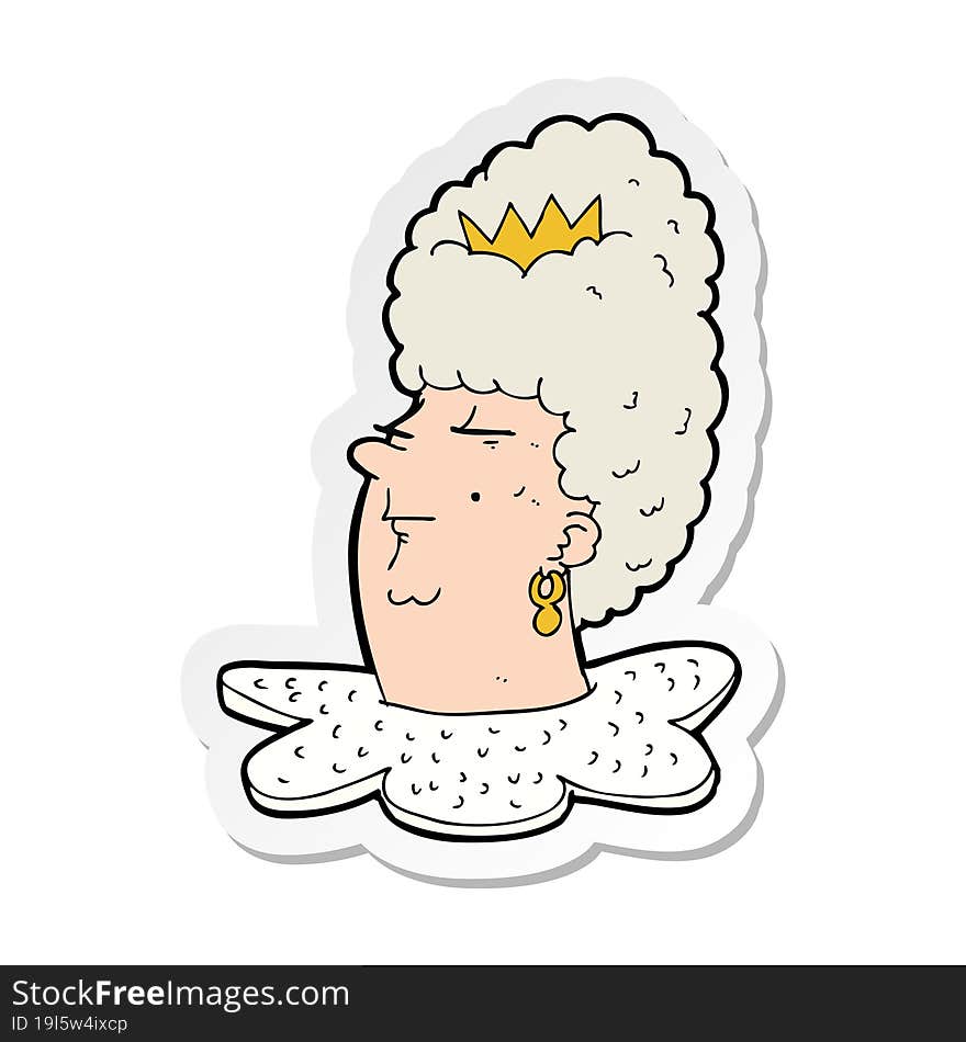 Sticker Of A Cartoon Queen Head