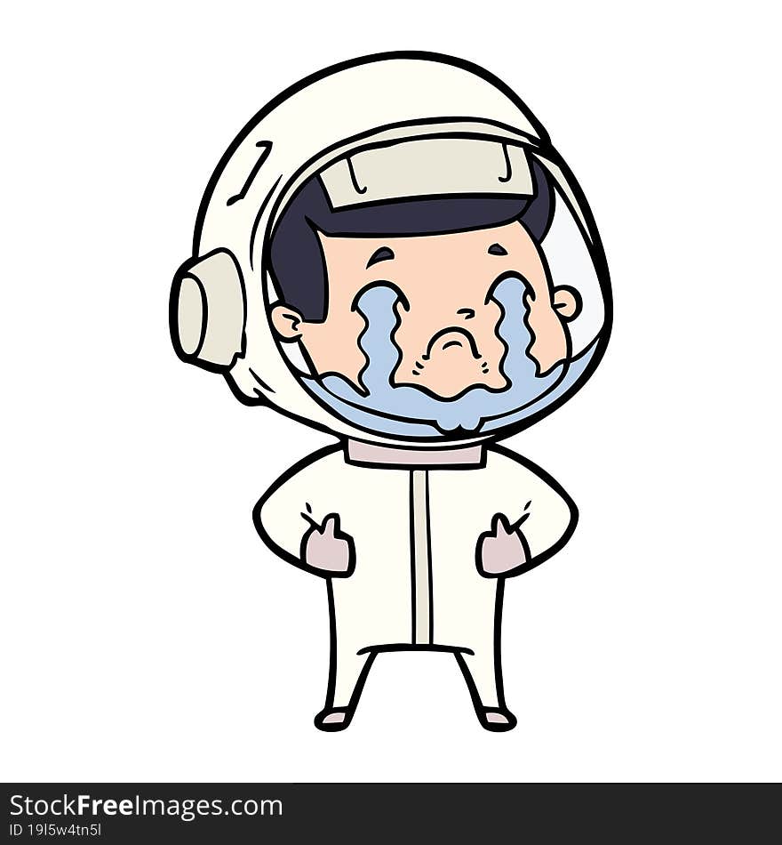 cartoon crying astronaut. cartoon crying astronaut