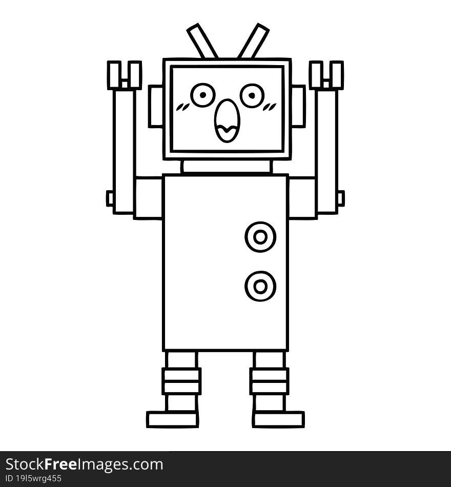 line drawing cartoon of a robot. line drawing cartoon of a robot