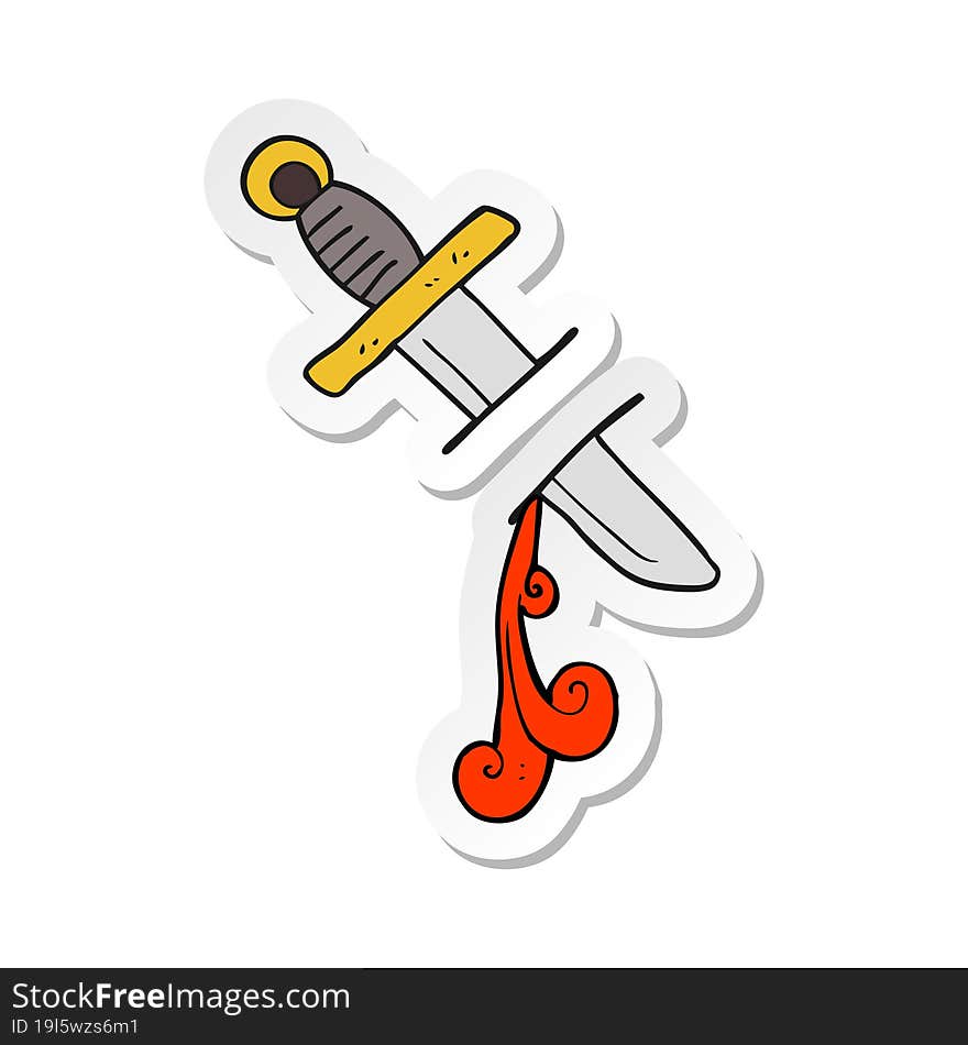 Sticker Of A Cartoon Tattoo Knife Symbol