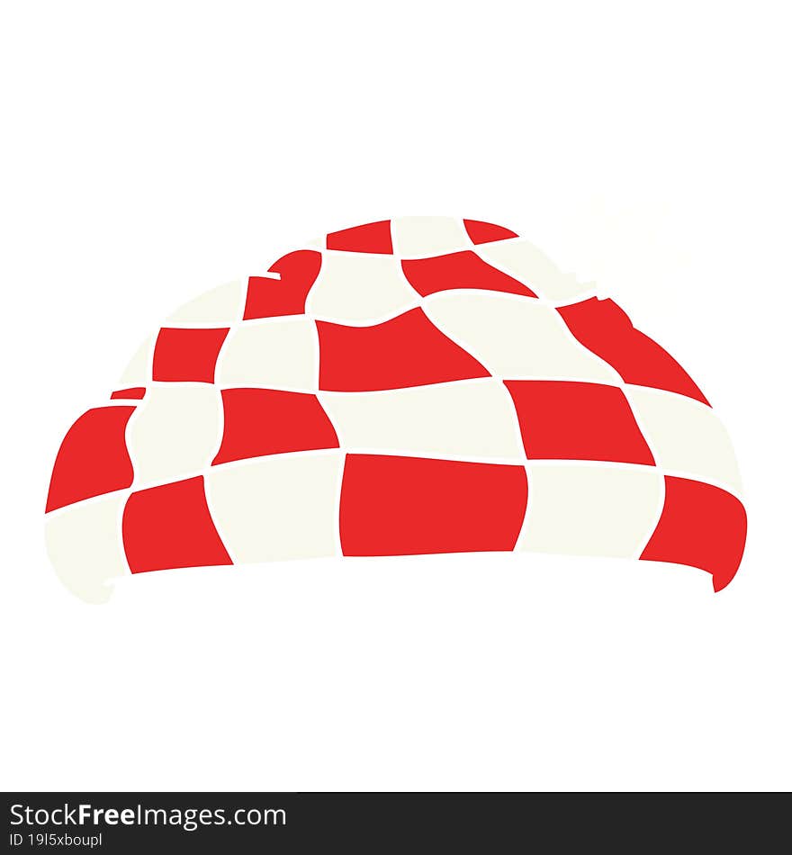 Flat Color Illustration Of A Cartoon Checked Hat