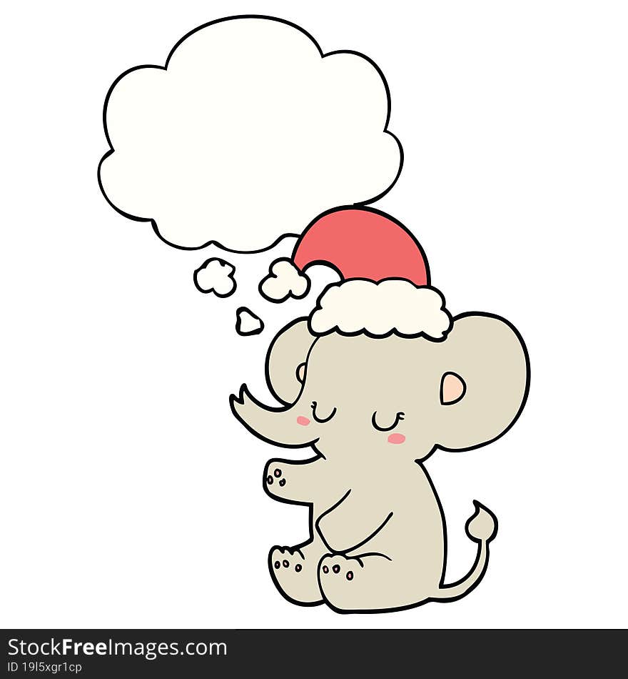 cute christmas elephant and thought bubble