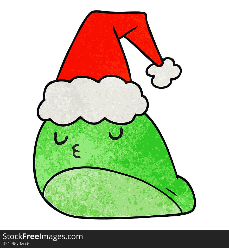 christmas textured cartoon of kawaii slug